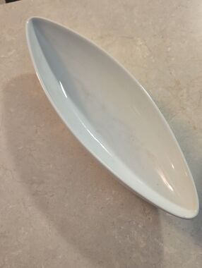 Maison Blanc White Ceramic Boat-Shaped Serving Dish